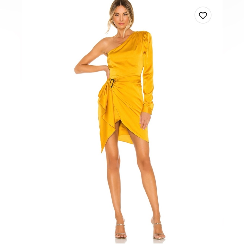 Lovers and friends Ana dress in yellow one shoulder mini size small revolve
